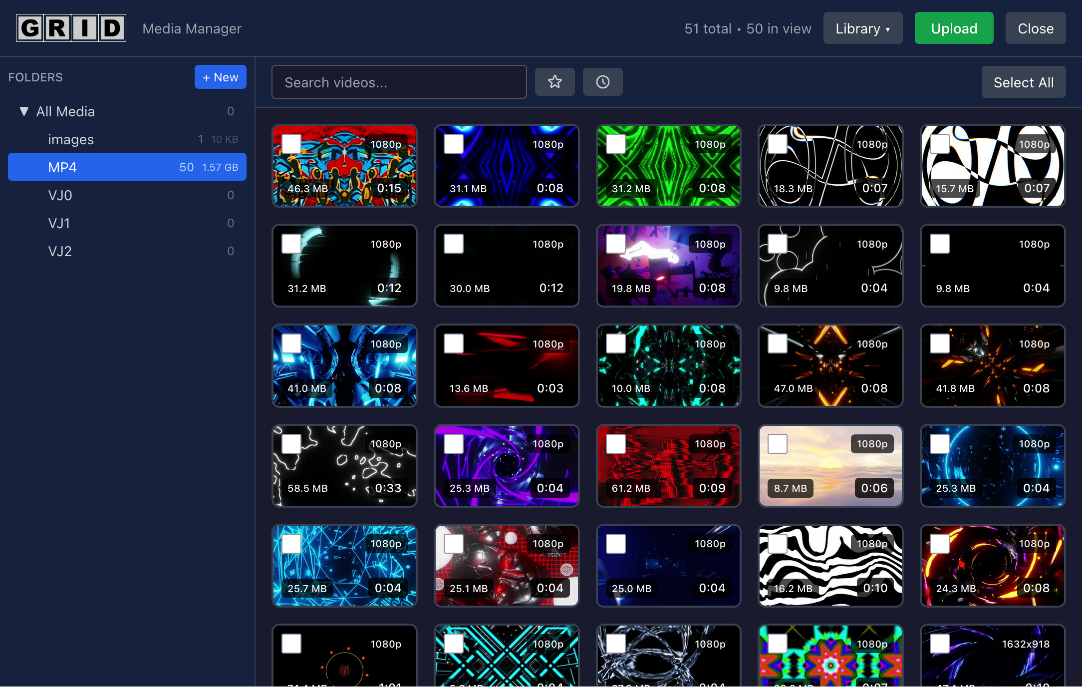Media Manager with video upload and folder structure