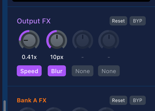 Effects panel with controls