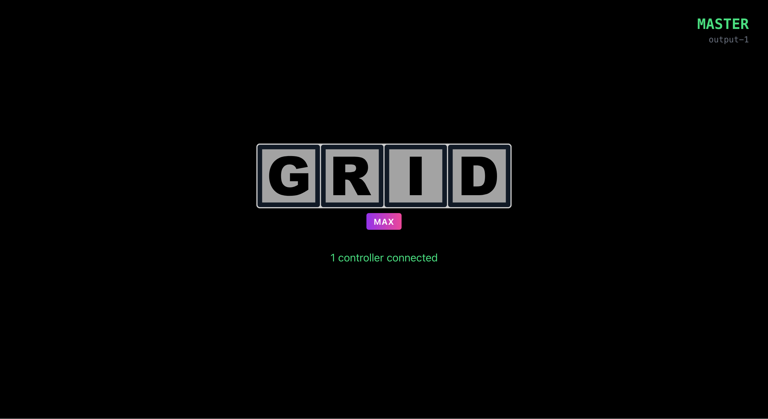 GRID fullscreen output window displaying mixed video ready for projection