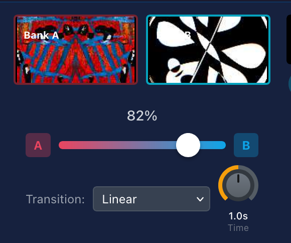 Crossfader with transition controls
